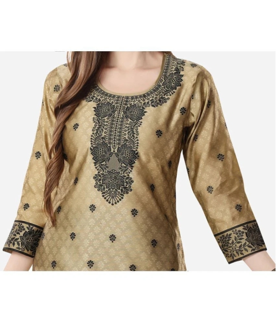 Meher Impex Art Silk Self Design Straight Womens Kurti - Gold ( Pack of 1 ) - None