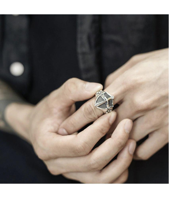 Fashion Frill Silver Ring For Boys Stylish King Shield Adjustable Rings For Men Boys Girls - None