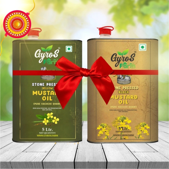 Stone Cold Pressed Oil Yellow and Black Mustard Combo | 5L + 5L | zero Adulteration | Sieve Filtered-5 Liter + 5 Liter