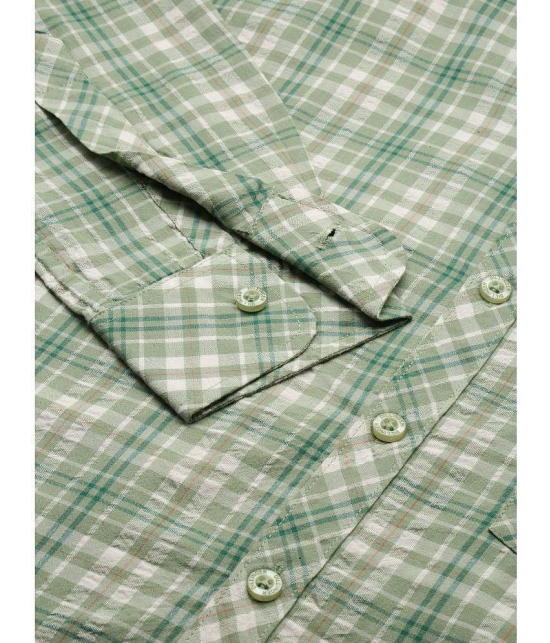 Dillinger 100% Cotton Regular Fit Checks Full Sleeves Mens Casual Shirt - Green ( Pack of 1 ) - None