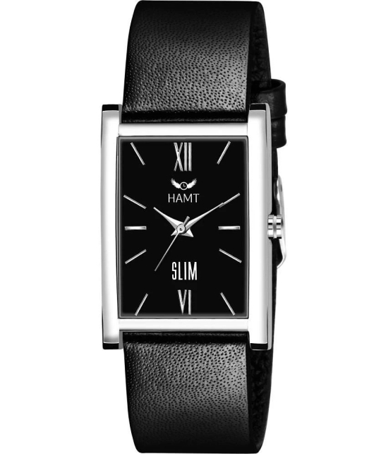 HAMT Black Leather Analog Mens Watch