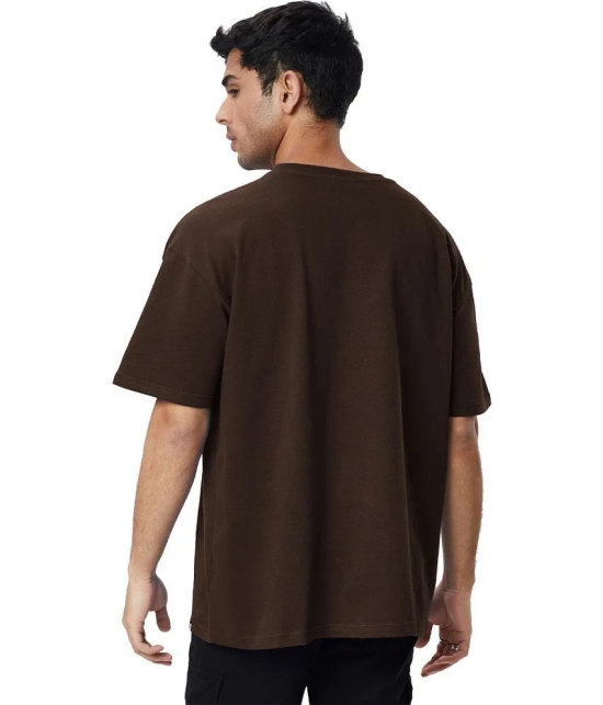 Leotude Cotton Blend Oversized Fit Printed Half Sleeves Mens T-Shirt - Brown ( Pack of 3 ) - None