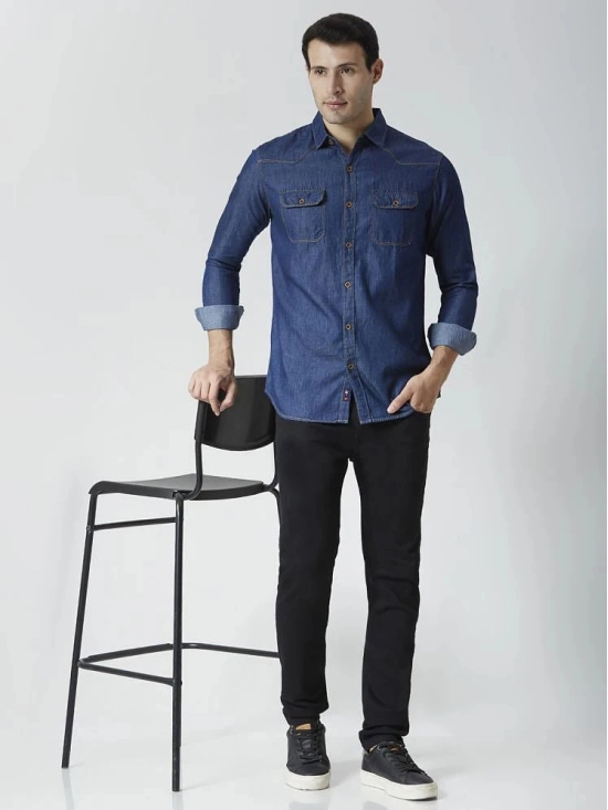 HJ HASASI Denim Regular Fit Solids Full Sleeves Mens Casual Shirt - Blue ( Pack of 1 ) - None