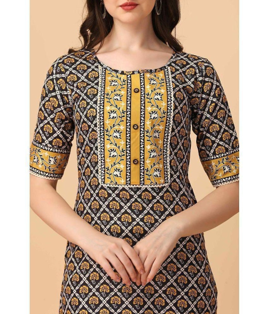 Glomee - Black Crepe Women's Straight Kurti ( Pack of 1 ) - None