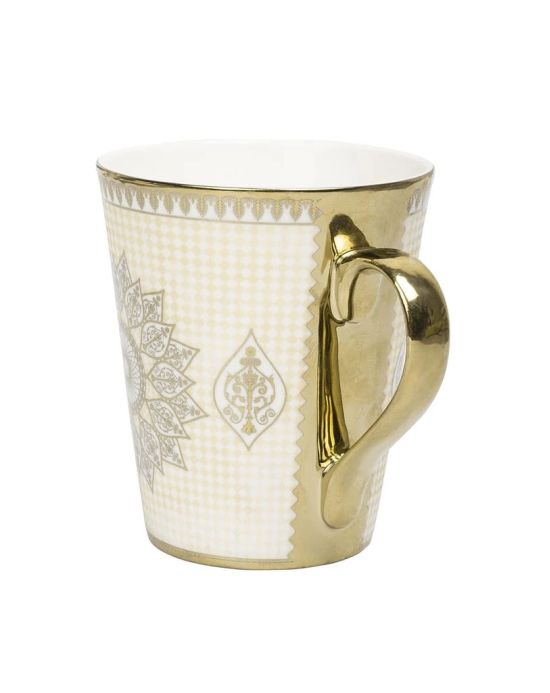 Femora Golden Satire Coffee Mug, Ceramic Tea Cup (Set uof 1) -330 ML (Not Microwave Safe)