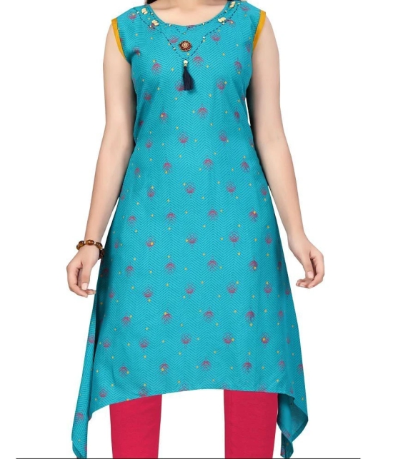 Aarika Turquoise Cotton Girls Kurti Legging Set ( Pack of 1 ) - None