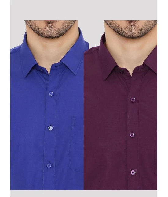 Maharaja - Multicolor Polyester Slim Fit Mens Formal Shirt ( Pack of 2 ) - 44