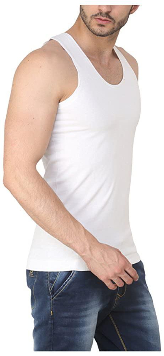 Regular Cotton Sleeveless White Vests (Combo OF 10)