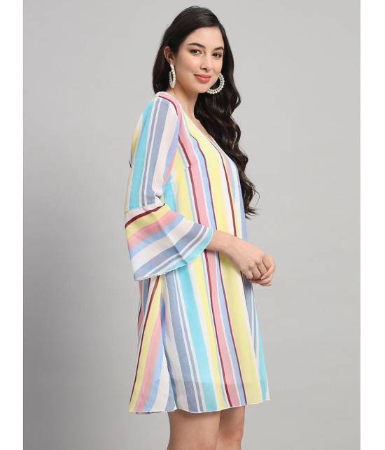 Curvydrobe Georgette Striped Mini Womens A-line Dress - Multi Color ( Pack of 1 ) - None