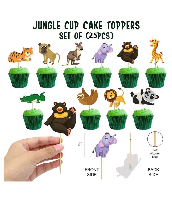 25 Pcs Animal Safari Jungle Cupcake Toppers Zoo Theme Party Decorations Birthday Party Animals Cake Picks Baby Shower Supplies Kids Forest Themed Party Decoration Animals Centerpiece Sticks 