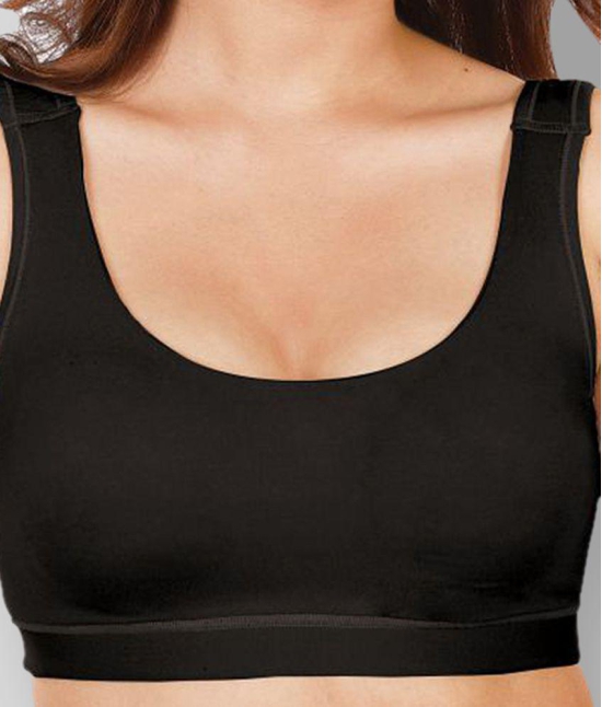 Dermawear Black Poly Cotton Solid Sports Bra - M