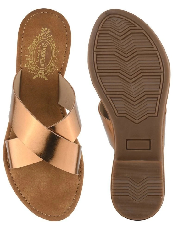 Shoetopia Bronze Womens Flats - None