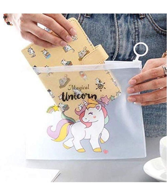 Unicorn Transparent Pouches Pencil Pouch/Case for Kids | Assorted Design -Multi Color, Pack of 5 for Birthday Return Gifts