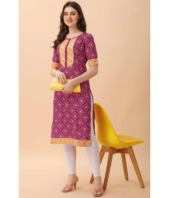 Glomee - Wine Crepe Women's Straight Kurti ( Pack of 1 ) - None