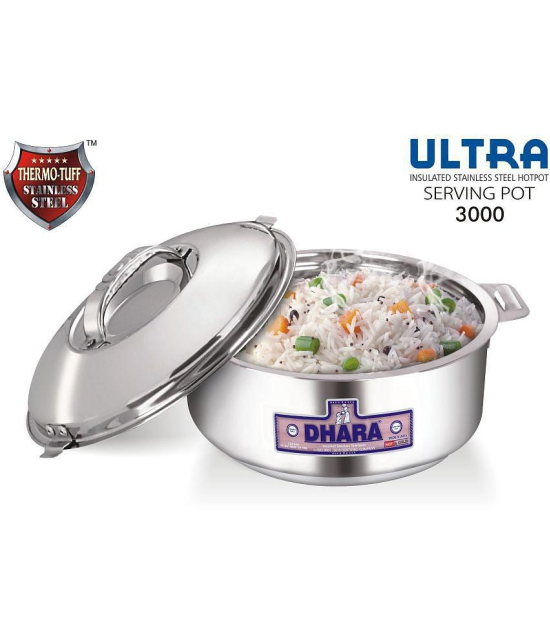 Dhara Stainless Steel Ultra 3000 Silver Steel Serve Casserole ( Set of 1 , 2300 mL ) - Silver