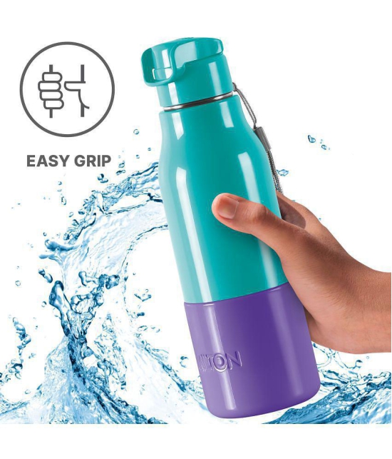 Milton Steel Sprint 600 Insulated Inner Stainless Steel Water Bottle, 510 ml, Aqua Green | Hot or Cold | Easy Grip | Leak Proof | Kids School Bottle | Office | Gym | Hiking | Treking | Trave