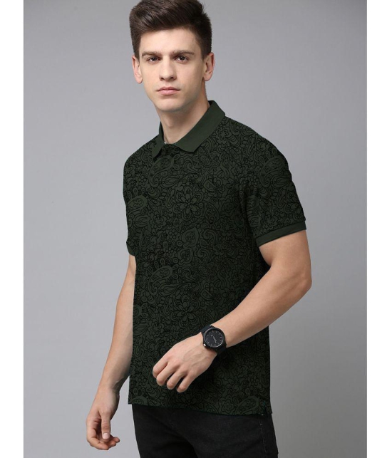 ADORATE - Olive Green Cotton Blend Regular Fit Mens Polo T Shirt ( Pack of 1 ) - None