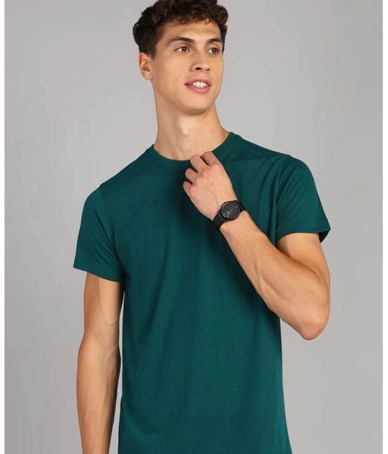 XFOX Cotton Blend Regular Fit Solid Half Sleeves Mens T-Shirt - Teal Blue ( Pack of 1 ) - None