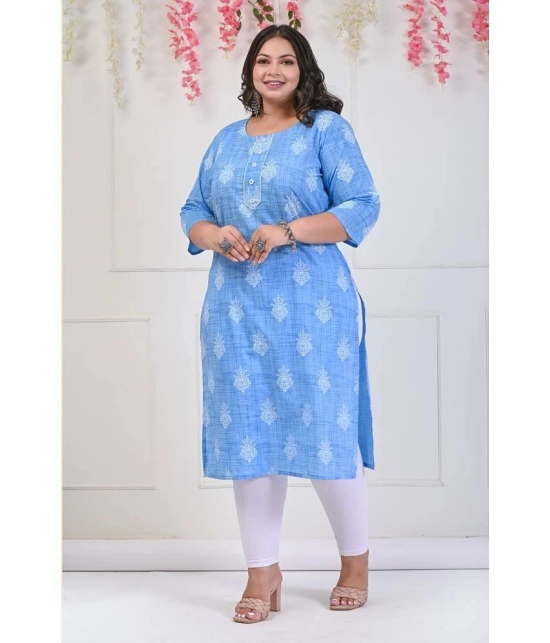 Swasti Cotton Printed Straight Womens Kurti - Blue ( Pack of 1 ) - None