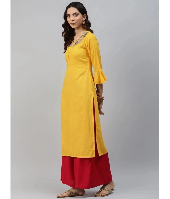 JC4U - Yellow Rayon Womens Straight Kurti ( Pack of 1 ) - None