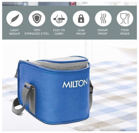 Milton Cube 2 Lunch Box, 300 ml, Set of 2, Blue / Red (Stainless Steel)