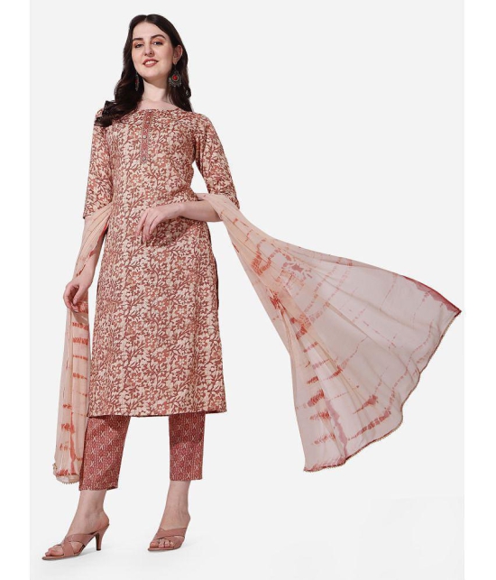 Berrylicious - Rust Straight Rayon Women's Stitched Salwar Suit ( Pack of 1 ) - None