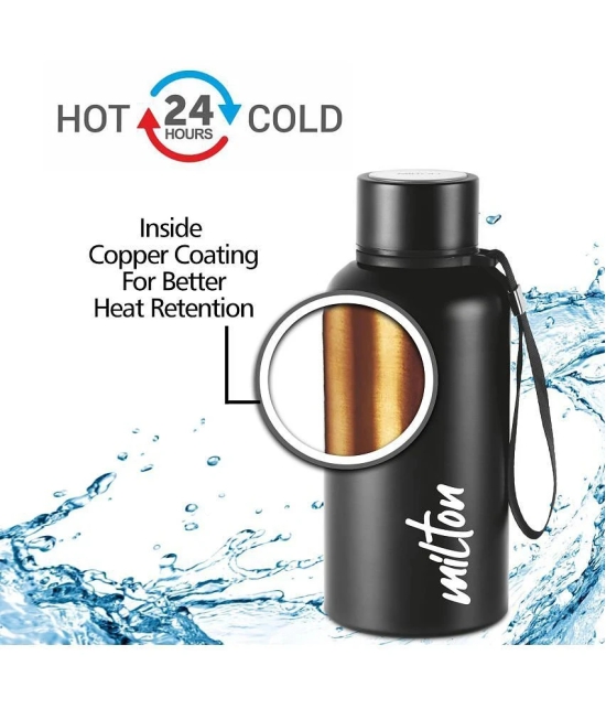 Milton Aura 500 Thermosteel Bottle, 520 ml, Black | 24 Hours Hot and Cold | Easy to Carry | Rust Proof | Leak Proof | Tea | Coffee | Office| Gym | Home | Kitchen | Hiking | Trekking | Travel