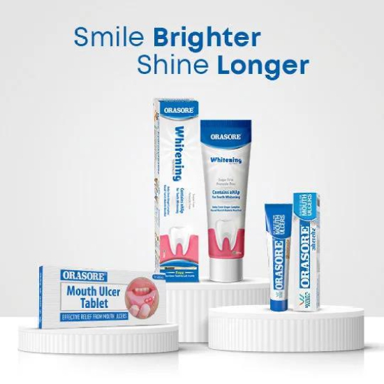 Orasore Perfect Trio Combo | Mouth Ulcer Gel 12g + Mouth Ulcer Tablets (10) with Free Pen + nHAp Whitening Toothpaste 100g