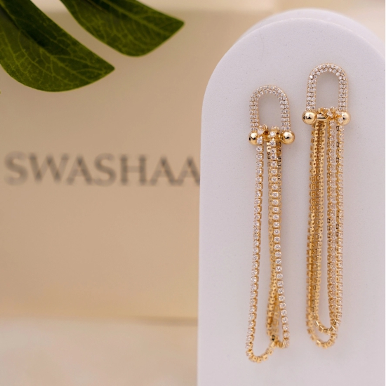 Paris Diamond 18K Gold Plated Earrings-Gold