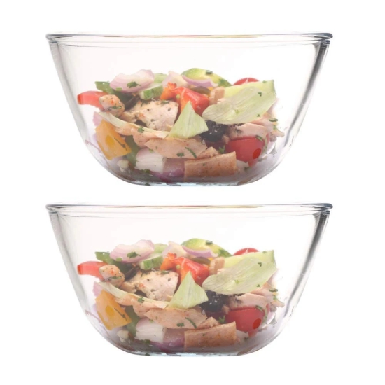 Femora Borosilicate Glass Microwave Safe All-Purpose Mixing Bowl,700 ML, Set of 2