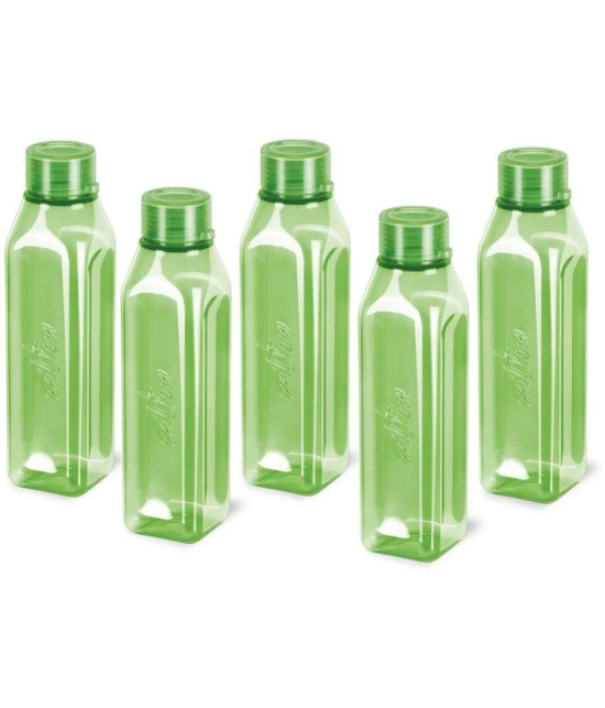 Milton Prime 1000 Pet Water Bottle, Set of 5, 1 Litre Each, Green - Green