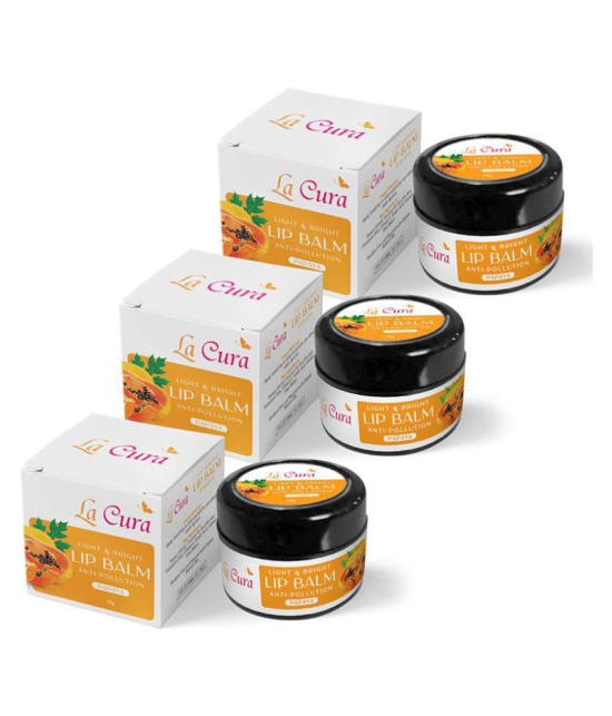 La Cura Papaya Light & Bright Anti-Pollution Lip Balm | Pack of 3