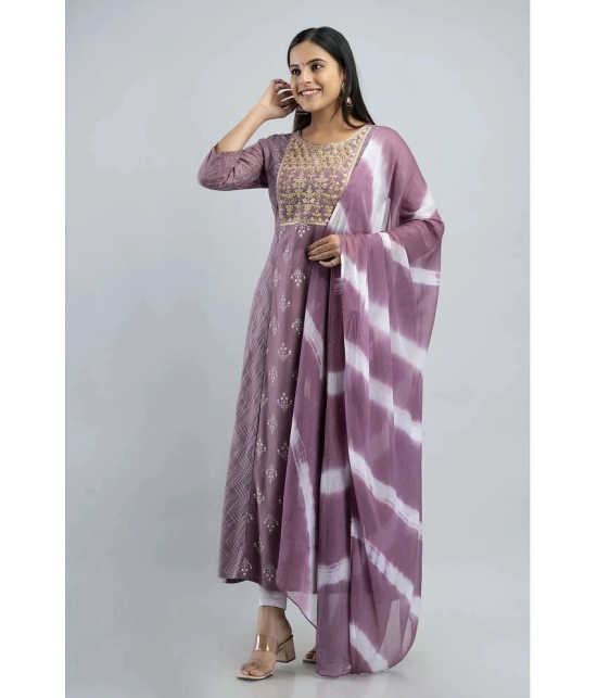 MAUKA - Purple Anarkali Rayon Womens Stitched Ethnic Gown ( Pack of 1 ) - None