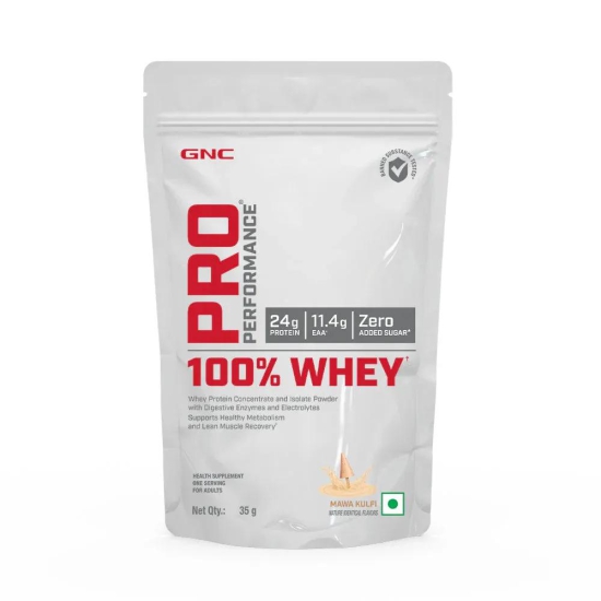 GNC Pro Performance 100% Whey Protein Sachets 35gm (Pack of 2) Strawberry Kesar Pista