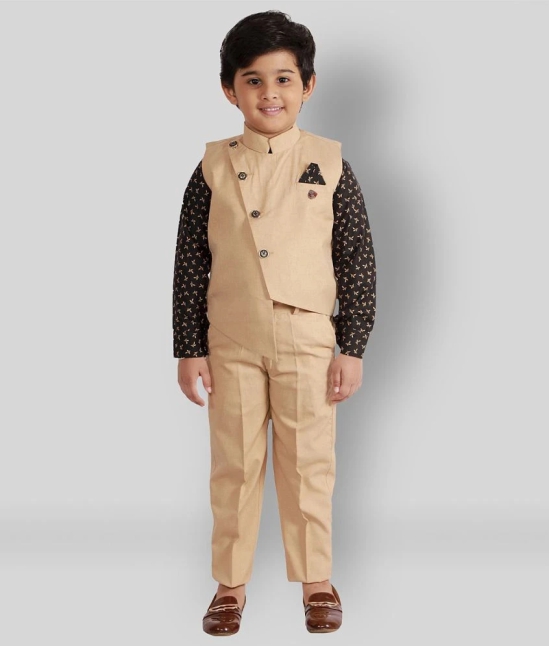 Fourfolds - Beige Cotton Blend Boys Shirt & Pants ( Pack of 1 ) - None