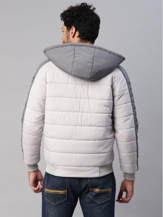 UrbanMark Men Regular Fit Men Quilted Hooded Jacket-Light Grey - None