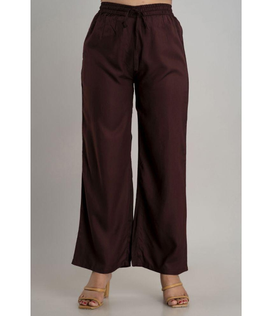 MAUKA - Brown Rayon Wide leg Womens Palazzos ( Pack of 1 ) - None