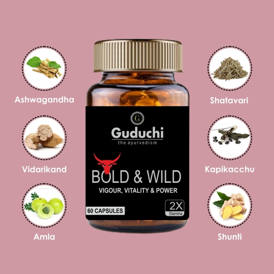 Bold and Wild Men's Wellness supplement | Boosts Performance & Stamina for Men | Gives Vigour & Strength | All Natural Ingredients Pack of 3 [60 Caps * 3 RECOMMENDED]