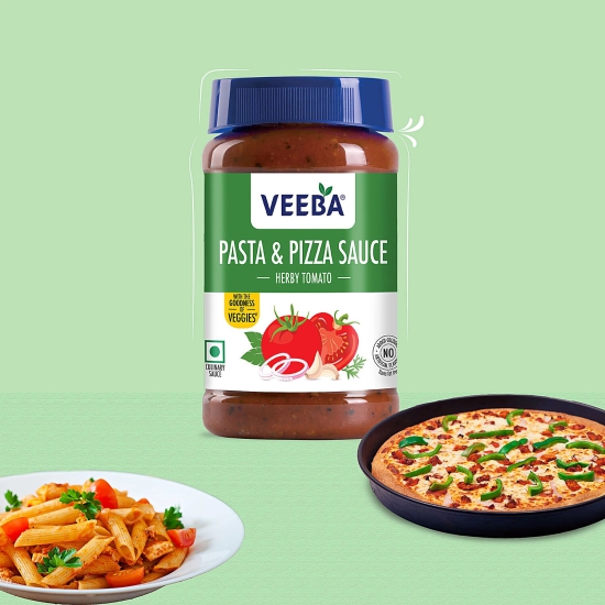 Veeba Pasta & Pizza Sauce Herby Tomato| Red Pasta Sauce Herb, 525 G