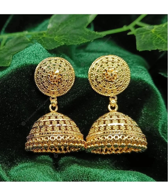 VIVASTRI Golden Jhumki Earrings ( Pack of 1 ) - Golden