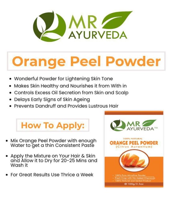 MR Ayurveda Organic Orange Peel Powder for Hair and Skin Face Pack Masks 100 gm