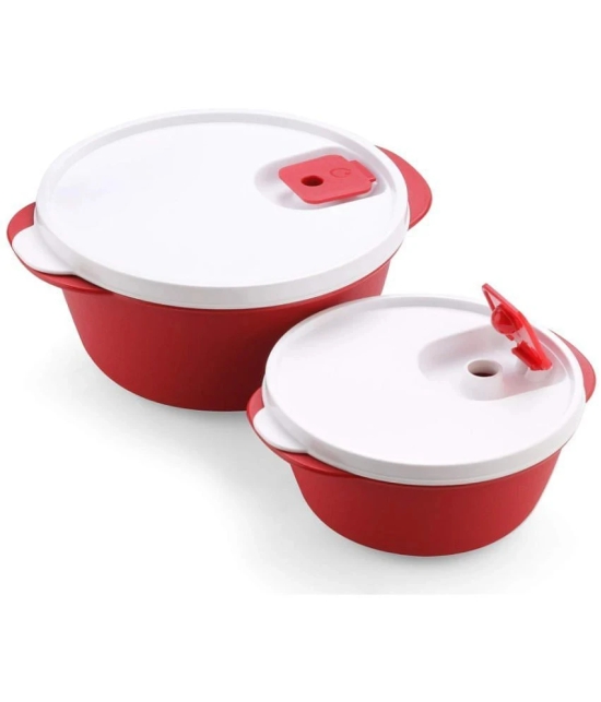 Oliveware Plastic Maroon Food Container ( Set of 2 ) - Maroon