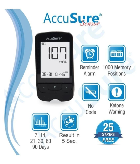 AccuSure Sensor Glucometer Test Strips Pack of 1(Pack of 25)