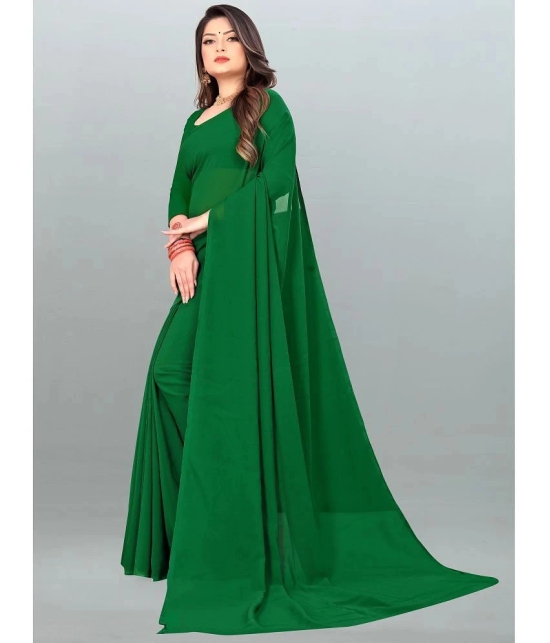 ANAND SAREES - Green Georgette Saree With Blouse Piece ( Pack of 1 ) - Green