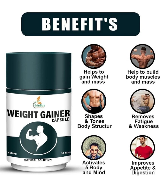 Grinbizz Weight Gainer Capsule (Help to Weight Gain) 500 mg Unflavoured