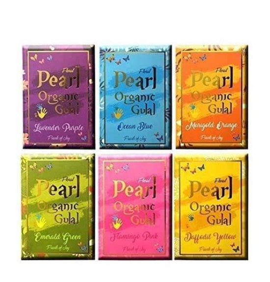 UrbanOasis Holi Color/Herbal Gulal/Organic Colours/Non-Toxic Holi Color / 100% Safe (Pack of 6) (Each Pouch 100 GMS)(Pink, Green, Orange, Yellow, Blue, Purple)