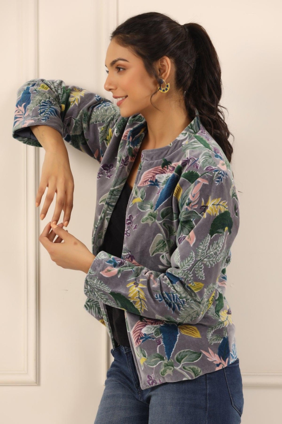 Printed women velvet jacket-M