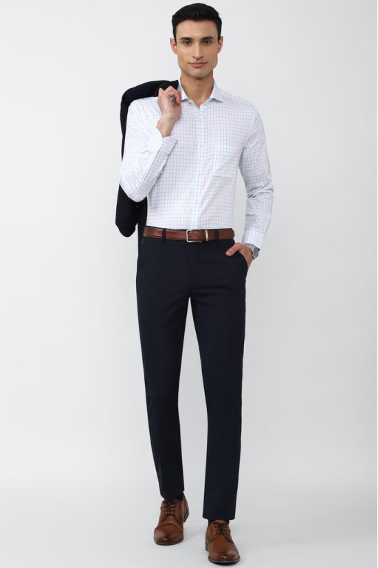 Men White Slim Fit Formal Full Sleeves Formal Shirt