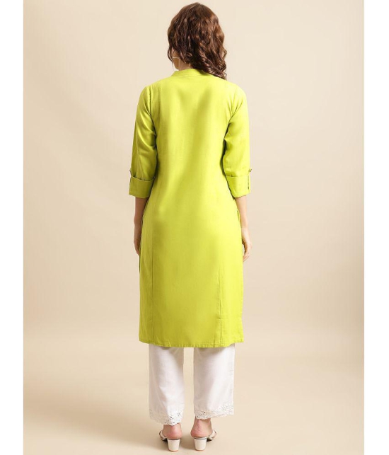 Pistaa - Lime Green Cotton Women''s Front Slit Kurti ( Pack of 1 ) - None