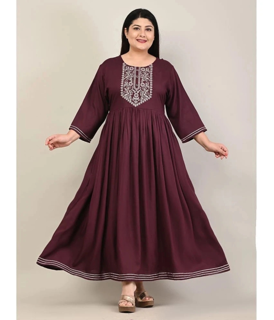 Swasti - Purple Cotton Blend Womens Anarkali Kurti ( Pack of 1 ) - None